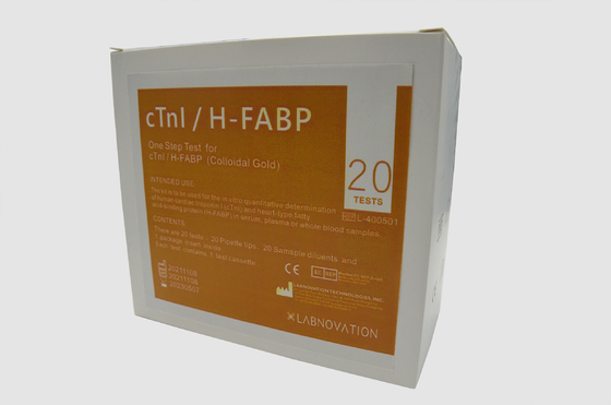 Bộ thử nghiệm POCT nhanh chuyên nghiệp một bước Bộ thử nghiệm vàng keo CTnI H-FABP 20PCS